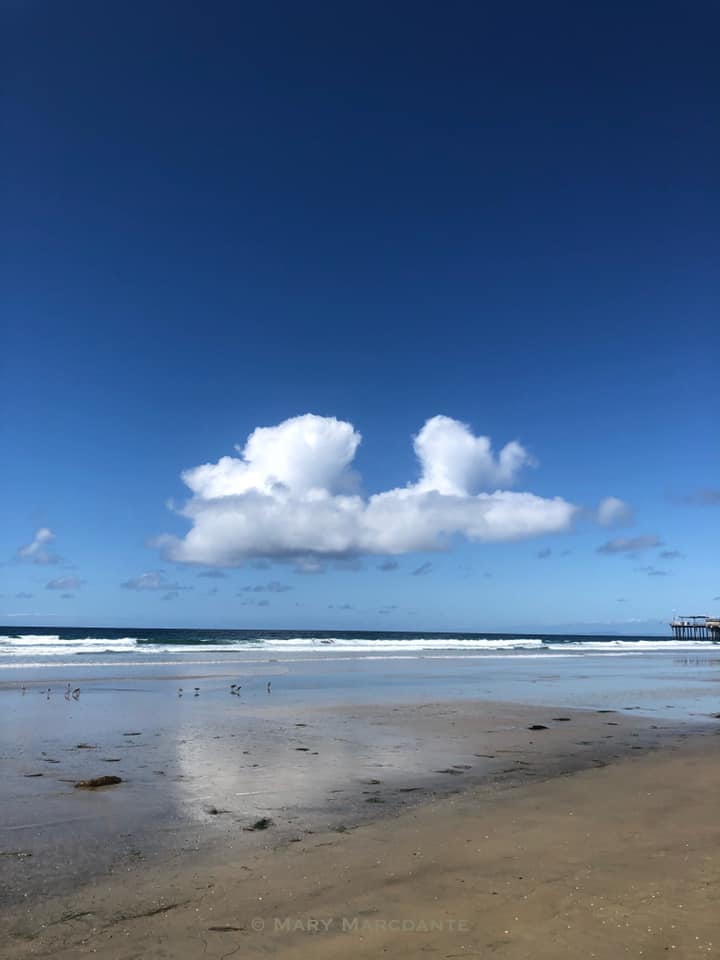 Clouds above Pacific Ocean at La Jolla Shores photo by Mary Marcdante